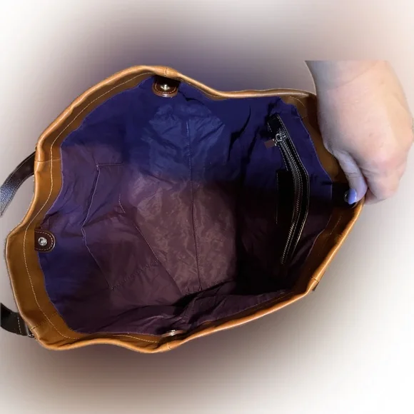 Neiman Marcus Tan Buckle Faux Leather Tote Bag - Picture 3 of 11